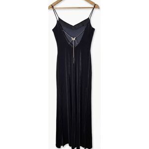 Niki livas womens small maxi dress velvet gray evening wear romantic cocktail